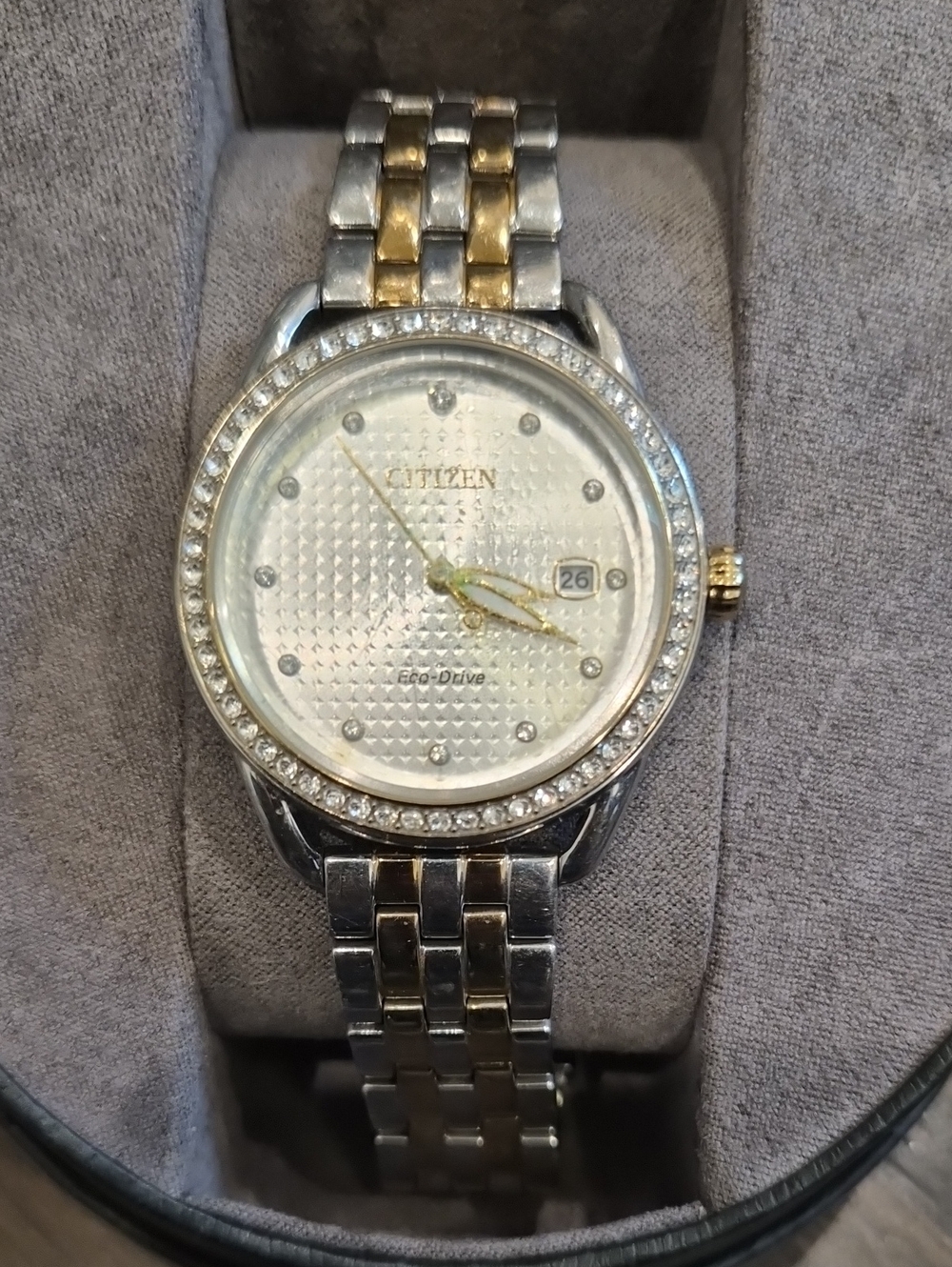 Citizen Two-Tone Silver and Gold Dress Watch with Crystal Bezel